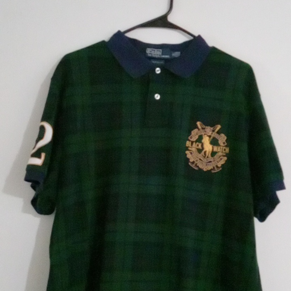 Green plaid s/s polo shirt..size xl, by Polo Ralph Lauren
